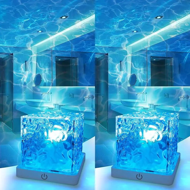 Rechargeable Shower Light No Wiring, 16 Color Changeable Ocean Wave Projector Light, Dimmable Waterproof Shower Lamp with Remote, Rotating Flame Water Ripple Lamp for Shower, Bathroom, Bedroom Decor,Sohochic