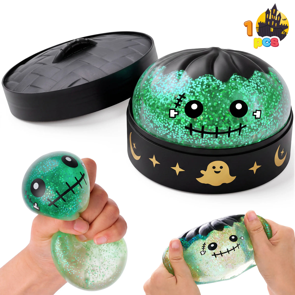 Halloween Dumpling Stress Relief Toys, 1Pcs/3Pcs/6Pcs/8Pcs/12Pcs with Steamer Storage Boxes,Slow‑Rebound Maltose Squishy Toys, Ideal for Halloween Party Gifts, Featuring Grimace Pumpkin and Little Devil Designs，12Pcs Mini Dumpling(5Cm）