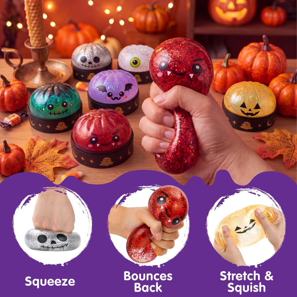 Halloween Dumpling Stress Relief Toys, 1Pcs/3Pcs/6Pcs/12Pcs with Steamer Storage Boxes,Slow‑Rebound Maltose Squishy Toys, Ideal for Halloween Party Gifts, Featuring Grimace Pumpkin and Little Devil Designs，12Pcs Mini Dumpling(5Cm）