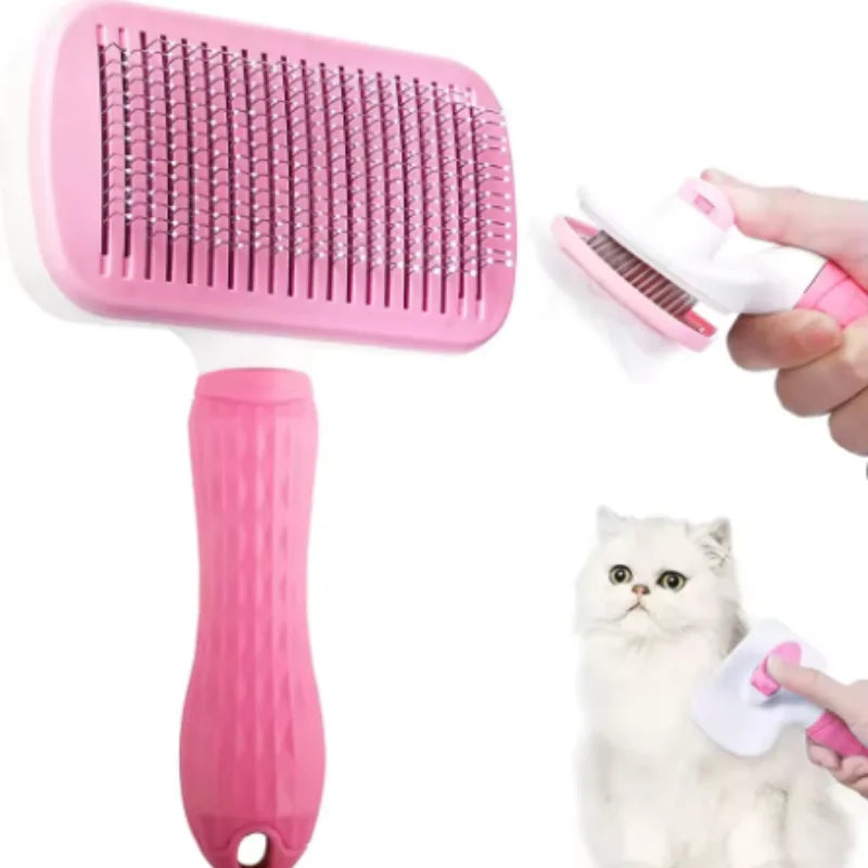 Hundehaarentfernungsbürste Katzen- und Hundehaarpflegekamm für langhaarige Hunde Tierhaarentferner Reinigungsbadbürste Hundezubehör - Farbe: Pink, Größe: 5PCS
