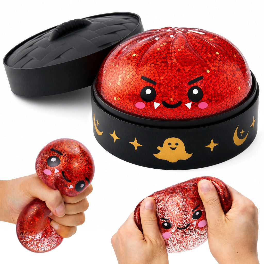 Halloween Dumpling Stress Relief Toys, 1Pcs/3Pcs/6Pcs/12Pcs with Steamer Storage Boxes,Slow‑Rebound Maltose Squishy Toys, Ideal for Halloween Party Gifts, Featuring Grimace Pumpkin and Little Devil Designs，12Pcs Mini Dumpling(5Cm）