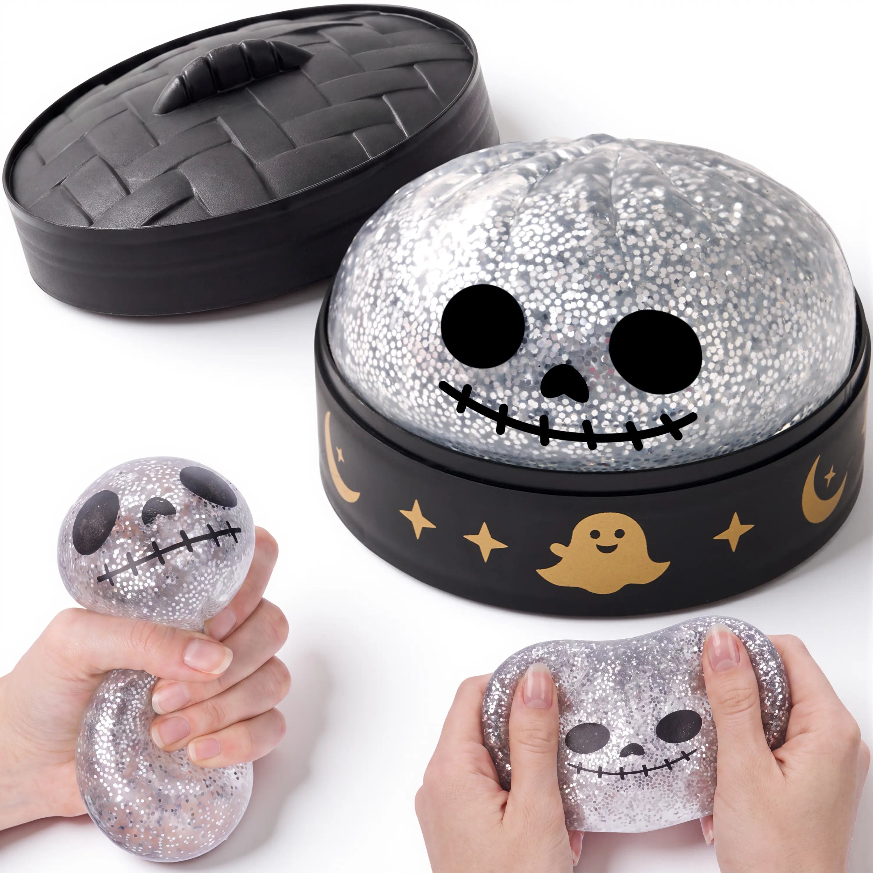 Halloween Dumpling Stress Relief Toys, 1Pcs/3Pcs/6Pcs/12Pcs with Steamer Storage Boxes,Slow‑Rebound Maltose Squishy Toys, Ideal for Halloween Party Gifts, Featuring Grimace Pumpkin and Little Devil Designs，12Pcs Mini Dumpling(5Cm）