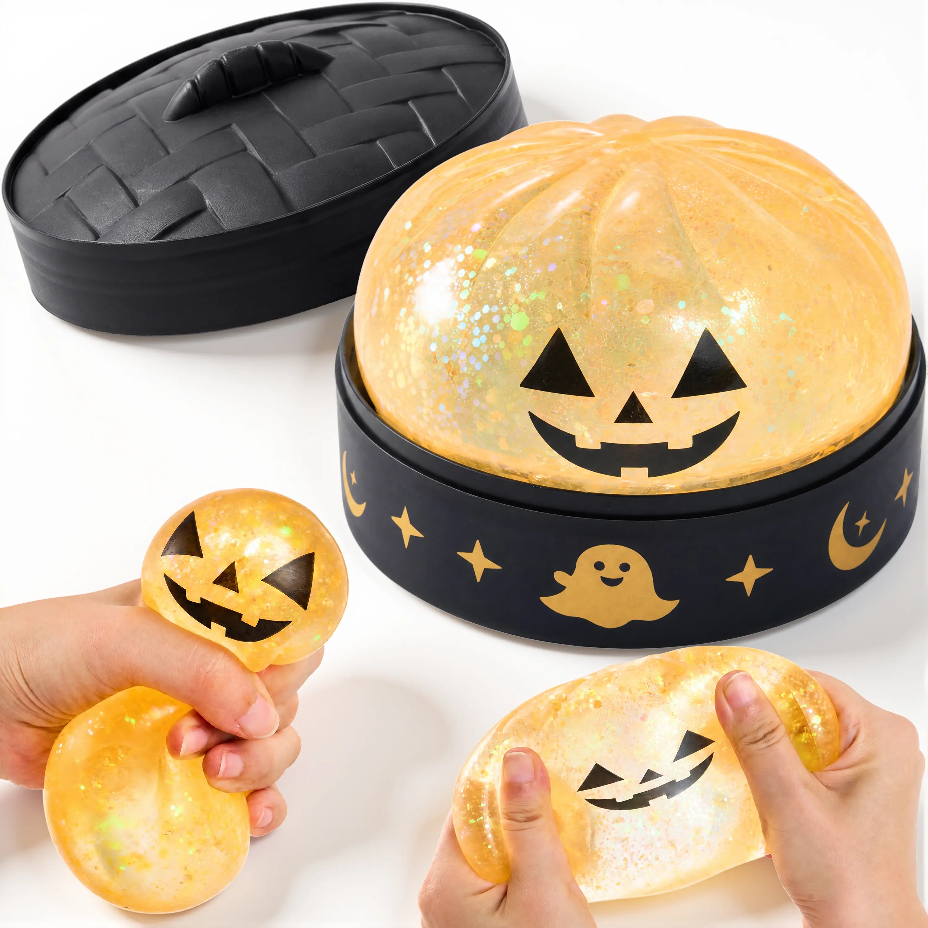 Halloween Dumpling Stress Relief Toys, 1Pcs/3Pcs/6Pcs/12Pcs with Steamer Storage Boxes,Slow‑Rebound Maltose Squishy Toys, Ideal for Halloween Party Gifts, Featuring Grimace Pumpkin and Little Devil Designs，12Pcs Mini Dumpling(5Cm）